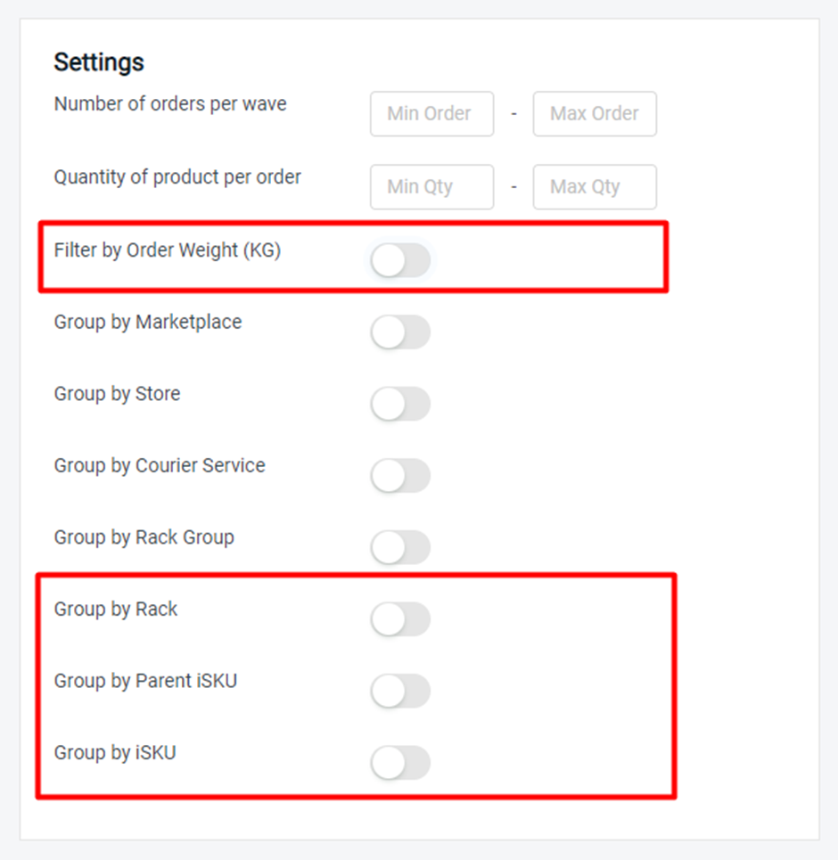 wave template settings with new options