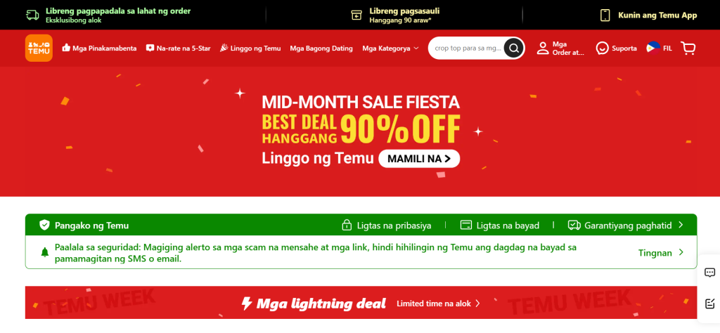 temu phillippines log in page 