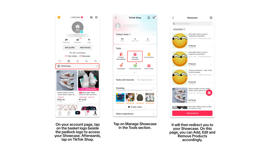 how accessing your showcase via tiktok shop 