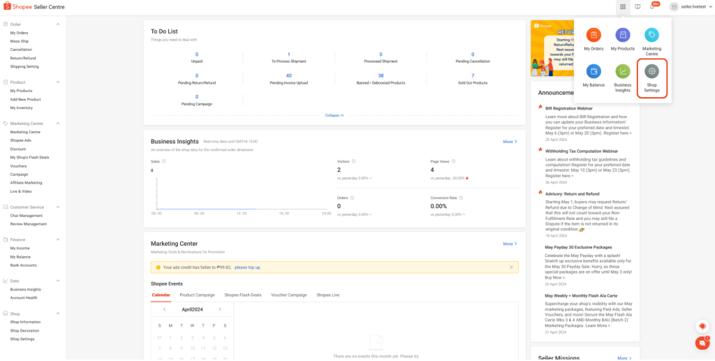 how to add the product information on shopee seller center