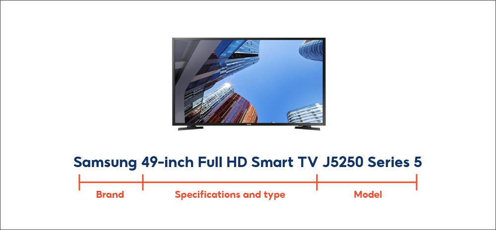 naming product using format Brand + Specification and type + Model