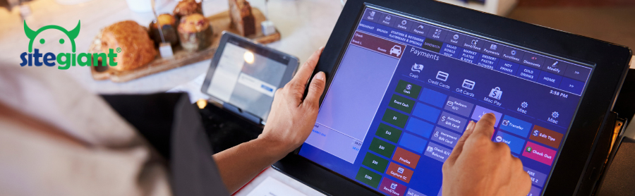 asian woman using POS system in an store